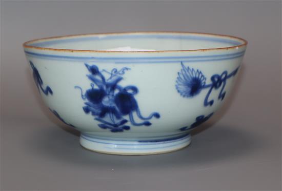 A Chinese Kangxi period blue and white bowl diameter 16cm